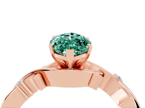 Rose gold Marquise Cut Green Sapphire Solitaire Ring with Twisted Band and Prong Setting_4