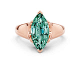 Rose gold Marquise Cut Green Sapphire Solitaire Ring with Wide Band and Prong Setting
