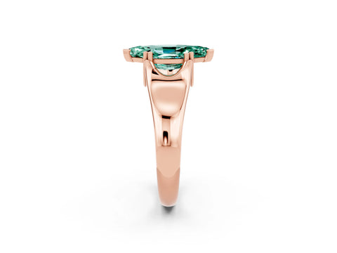 Rose gold Marquise Cut Green Sapphire Solitaire Ring with Wide Band and Prong Setting_2