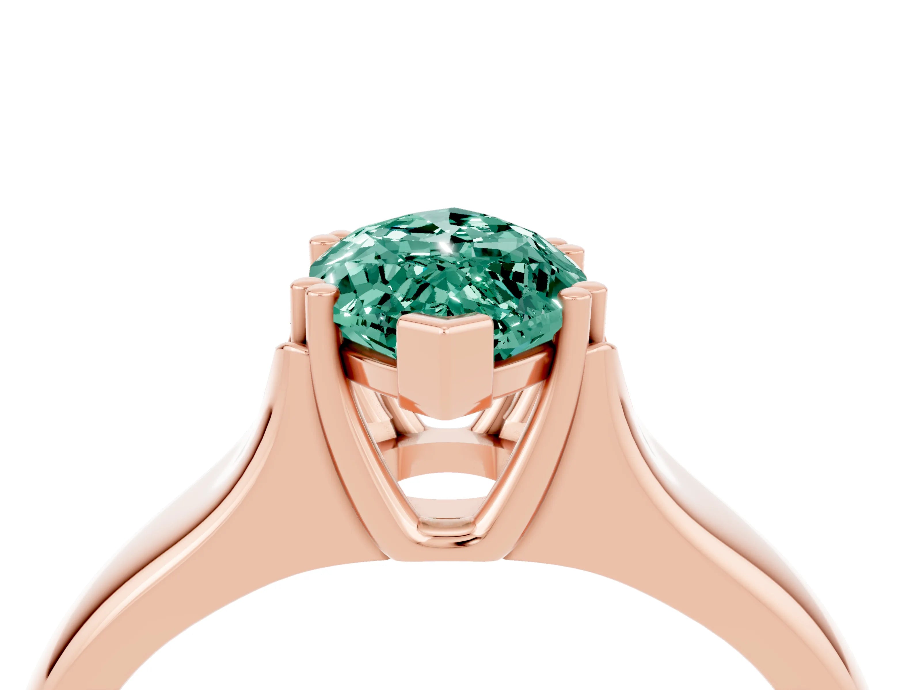 Rose gold Marquise Cut Green Sapphire Solitaire Ring with Wide Band and Prong Setting_4