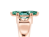 Rose gold Marquise Cut Green Sapphire Solitaire Ring with Wide Band and Prong Setting_5