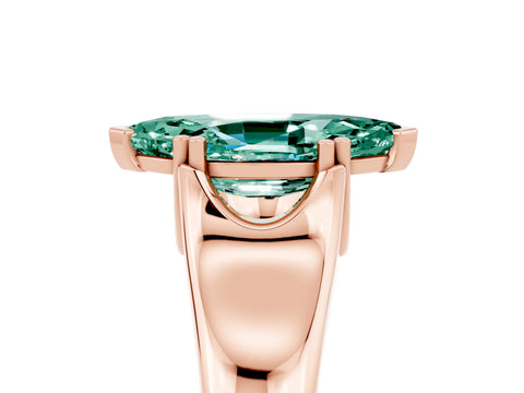 Rose gold Marquise Cut Green Sapphire Solitaire Ring with Wide Band and Prong Setting_5