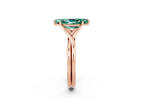 Rose gold Marquise Cut Green Sapphire Solitaire Twist Band Prong Setting Ring_50