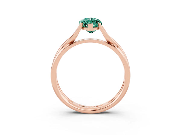 Rose gold Marquise Cut Green Sapphire Solitaire Twist Band Prong Setting Ring