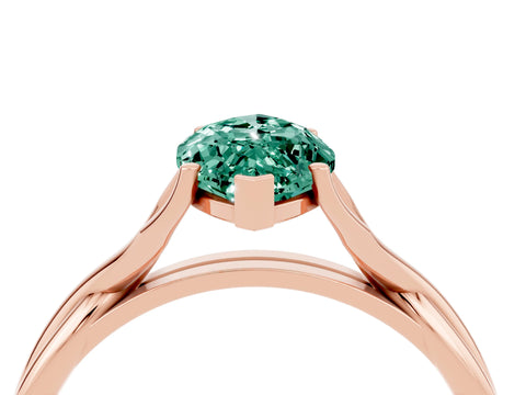 Rose gold Marquise Cut Green Sapphire Solitaire Twist Band Prong Setting Ring_52