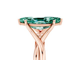 Rose gold Marquise Cut Green Sapphire Solitaire Twist Band Prong Setting Ring_53
