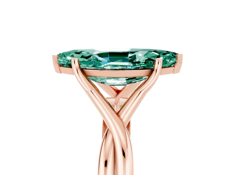 Rose gold Marquise Cut Green Sapphire Solitaire Twist Band Prong Setting Ring_53