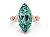 Rose gold Marquise Cut Green Sapphire Solitaire Twisted Band with Round  Accents and Prong Setting_12