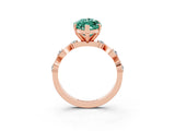 Rose gold Marquise Cut Green Sapphire Solitaire Twisted Band with Round  Accents and Prong Setting_15