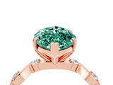 Rose gold Marquise Cut Green Sapphire Solitaire Twisted Band with Round  Accents and Prong Setting_16