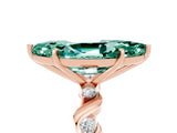 Rose gold Marquise Cut Green Sapphire Solitaire Twisted Band with Round  Accents and Prong Setting_17