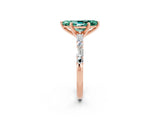 Rose gold Marquise Cut Green Sapphire Solitaire with Side Baguettes and Channel Set Band_2
