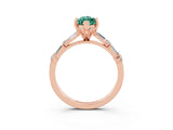 Rose gold Marquise Cut Green Sapphire Solitaire with Side Baguettes and Channel Set Band_3