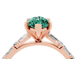 Rose gold Marquise Cut Green Sapphire Solitaire with Side Baguettes and Channel Set Band_4