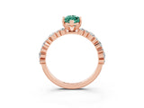 Rose gold Marquise Cut Green Sapphire Solitaire with Side Stones, Pave Band, Four-Prong Setting_39