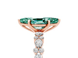 Rose gold Marquise Cut Green Sapphire Solitaire with Side Stones, Pave Band, Four-Prong Setting_41