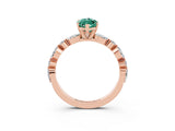 Rose gold Marquise Cut Green Sapphire Solitaire with Side Stones on a Pavé Band and Four-Prong Setting_3