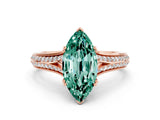 Rose gold Marquise Cut Green Sapphire Split Shank Engagement Ring with Pavé Band