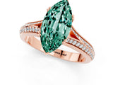 Rose gold Marquise Cut Green Sapphire Split Shank Engagement Ring with Pavé Band_1