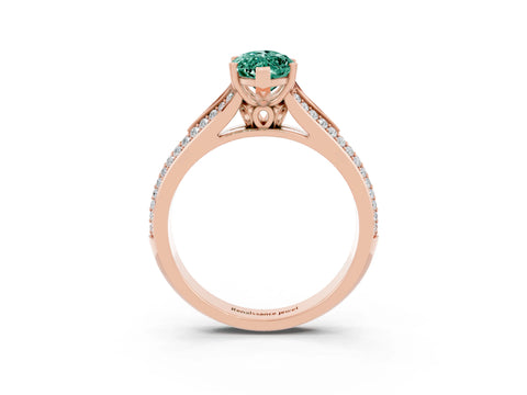 Rose gold Marquise Cut Green Sapphire Split Shank Engagement Ring with Pavé Band_3