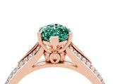 Rose gold Marquise Cut Green Sapphire Split Shank Engagement Ring with Pavé Band_4