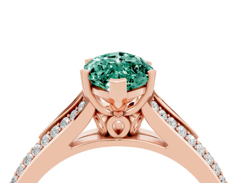 Rose gold Marquise Cut Green Sapphire Split Shank Engagement Ring with Pavé Band_4