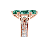 Rose gold Marquise Cut Green Sapphire Split Shank Engagement Ring with Pavé Band_5