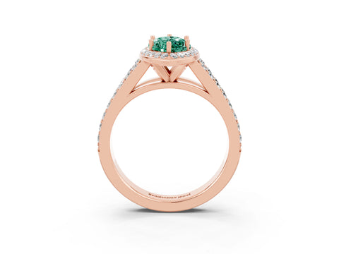 Rose gold Marquise Cut Green Sapphire Split Shank Halo Ring with Four-Prong Setting_15