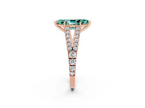Rose gold Marquise Cut Green Sapphire Split Shank Pavé Engagement Ring with Four-Prong Setting_14