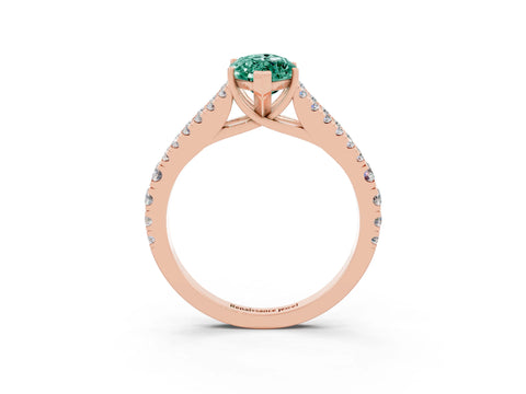 Rose gold Marquise Cut Green Sapphire Split Shank Pavé Engagement Ring with Four-Prong Setting_15