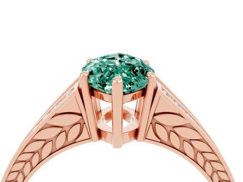 Rose gold Marquise Cut Green Sapphire Split Shank Ring with Pavé Band and Four-Prong Setting_4