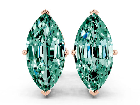 Rose gold Marquise Cut Green Sapphire Stud Earrings_24