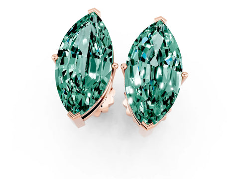 Rose gold Marquise Cut Green Sapphire Stud Earrings_25