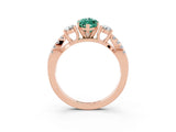 Rose gold Marquise Cut Green Sapphire Three-Stone Ring with Pavé Split Shank and Four-Prong Setting_15