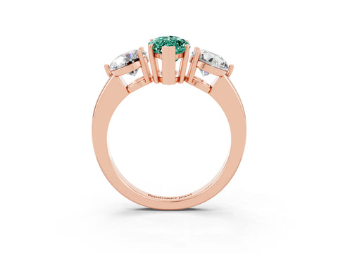 Rose gold Marquise Cut Green Sapphire Three-Stone Ring with Prong Setting and Classic Band_3