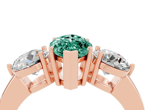 Rose gold Marquise Cut Green Sapphire Three-Stone Ring with Prong Setting and Classic Band_4