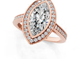 Rose gold Marquise Cut Halo Bezel Diamond Pave Band Ring_10