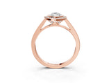 Rose gold Marquise Cut Halo Bezel Diamond Pave Band Ring_12