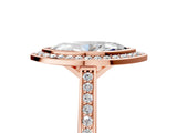 Rose gold Marquise Cut Halo Bezel Diamond Pave Band Ring_14