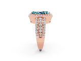 Rose gold Marquise Cut Halo Blue Topaz Ring with Split Shank and Four-Prong Setting_2