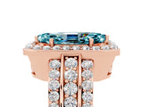 Rose gold Marquise Cut Halo Blue Topaz Ring with Split Shank and Four-Prong Setting_5