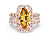 Rose gold Marquise Cut Halo Citrine Ring with Split Shank and Four-Prong Setting