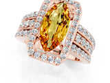 Rose gold Marquise Cut Halo Citrine Ring with Split Shank and Four-Prong Setting_1