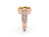 Rose gold Marquise Cut Halo Citrine Ring with Split Shank and Four-Prong Setting_2