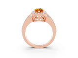 Rose gold Marquise Cut Halo Citrine Ring with Split Shank and Four-Prong Setting_3