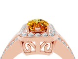 Rose gold Marquise Cut Halo Citrine Ring with Split Shank and Four-Prong Setting_4