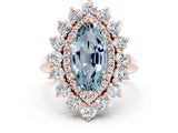 Rose gold Marquise Cut Halo Cluster Diamond Ring with Pave Band and Four-Prong Setting_12