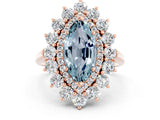 Rose gold Marquise Cut Halo Cluster Diamond Ring with Pave Band and Four-Prong Setting_12