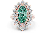 Rose gold Marquise Cut Halo Cluster Diamond Ring with Pave Band and Four-Prong Setting_12