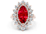 Rose gold Marquise Cut Halo Cluster Diamond Ring with Pave Band and Four-Prong Setting_12